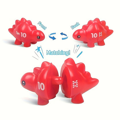 1 Box Dinosaur Number Toy 10 Pairs Retractable Plug-In Dinosaur Number Matching Toy Mathematics Enlightenment Counting Sorting Game for Infants And Toddlers Hand-Eye Coordination Training with Storage Bag Included Easter Gifts Bulk