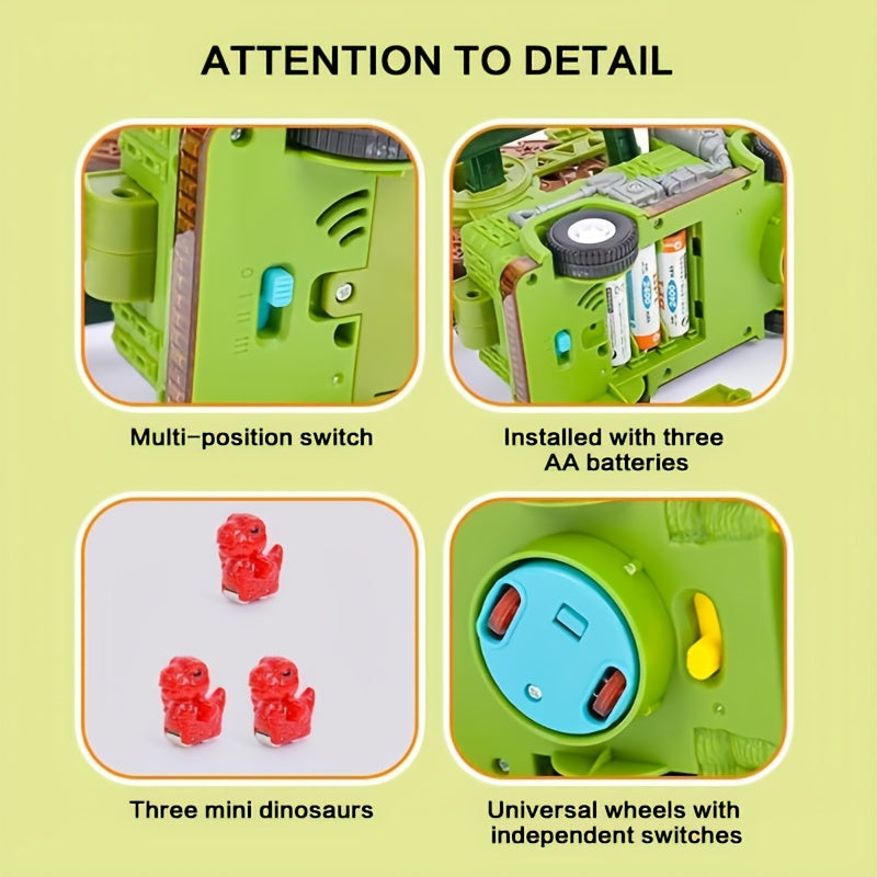 Dinosaur Track Car Set, Dinosaur Toy for Boys, Electric Learning Toy, Toddler Roller Coaster, Stair Slide Roller Coaster Toys for Toddlers, Triceratops Slide Toy, Interactive Light & Music Baby Toys