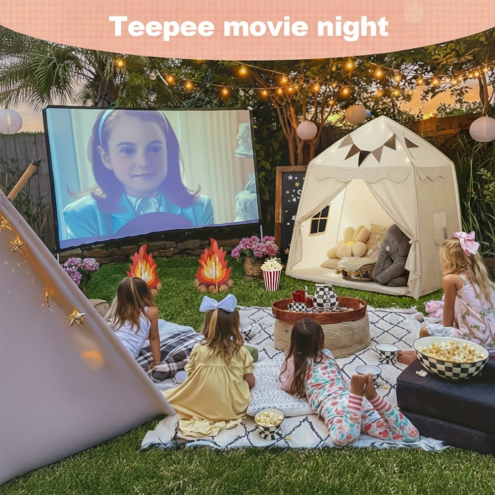 Kids Play Tent Extra Large – Portable Foldable Teepee Indoor Outdoor Dome Playhouse with Flags, Bed Canopy for Boys Girls, Available in Beige Pink Green Brown Cream, 51–59 Inch