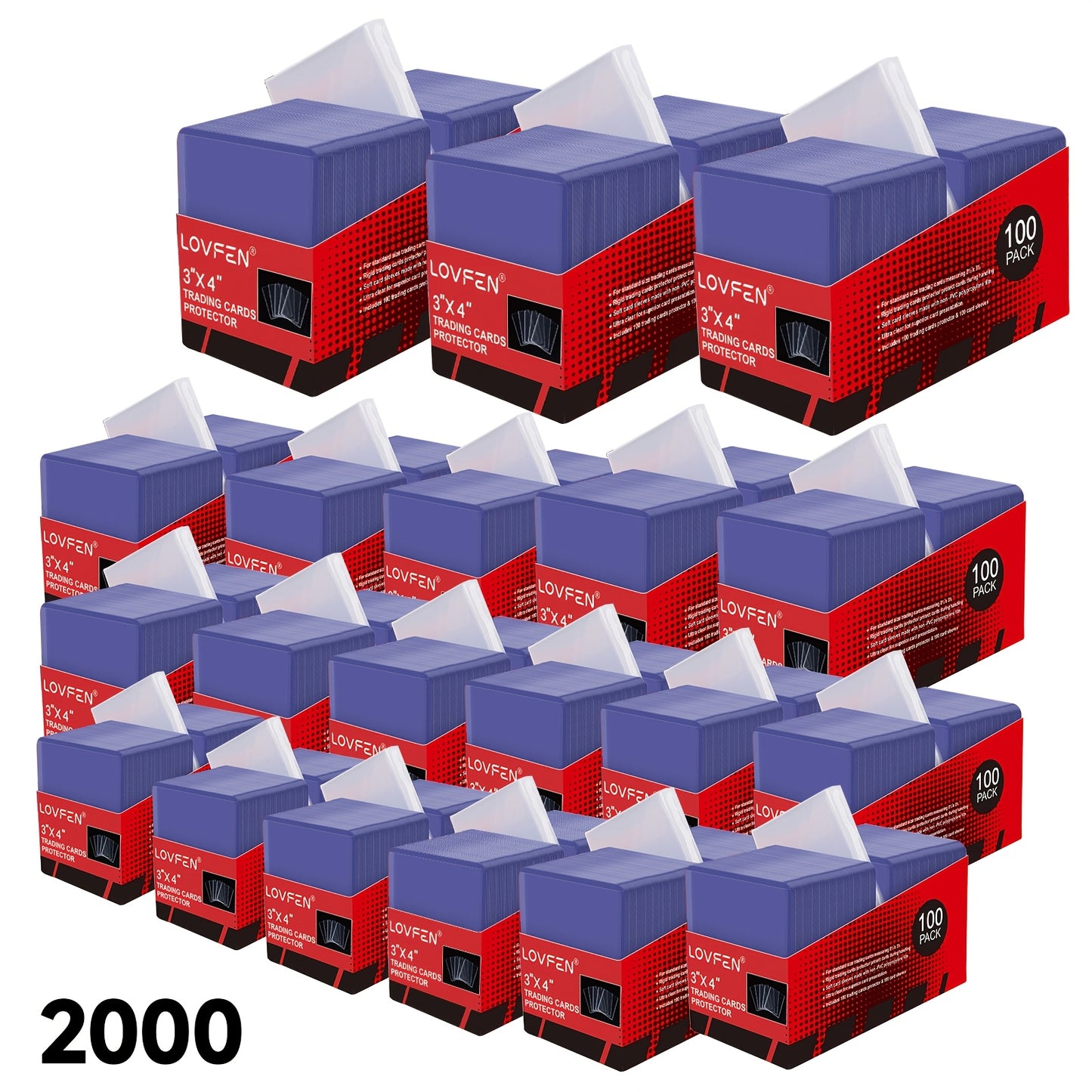 LOVFEN 100/200/500/1000/2000pcs Top-loading, Each Set Includes A Card Film And Card Sleeve, 35pt, 3-inch X 4-inch Coin Card Box, Suitable For Baseball And Soccer, Standard Trade Application, Suitable For Sports Cards And Collectible Cards - Durable