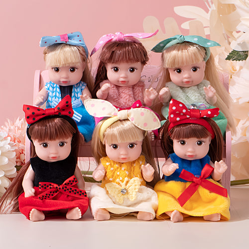 Set of 6 Fashion Dolls, Each 4 Inches Tall - Features 6 Distinct Dolls with Stylish Hair, Movable Limbs, And Adorable Outfits, Perfect As Collectible Toys Or Gifts for Children During Halloween And Christmas