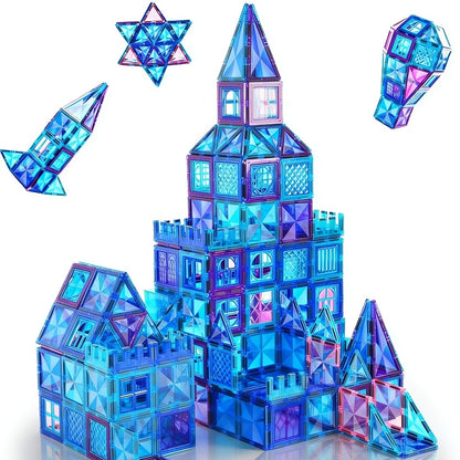 Magnetic Tiles Building Set 32 Pcs – 3D Magnetic Building Blocks for Kids Ages 3-8, Princess Castle Construction Toy for Boys & Girls, STEM Educational Gift for Birthday Christmas