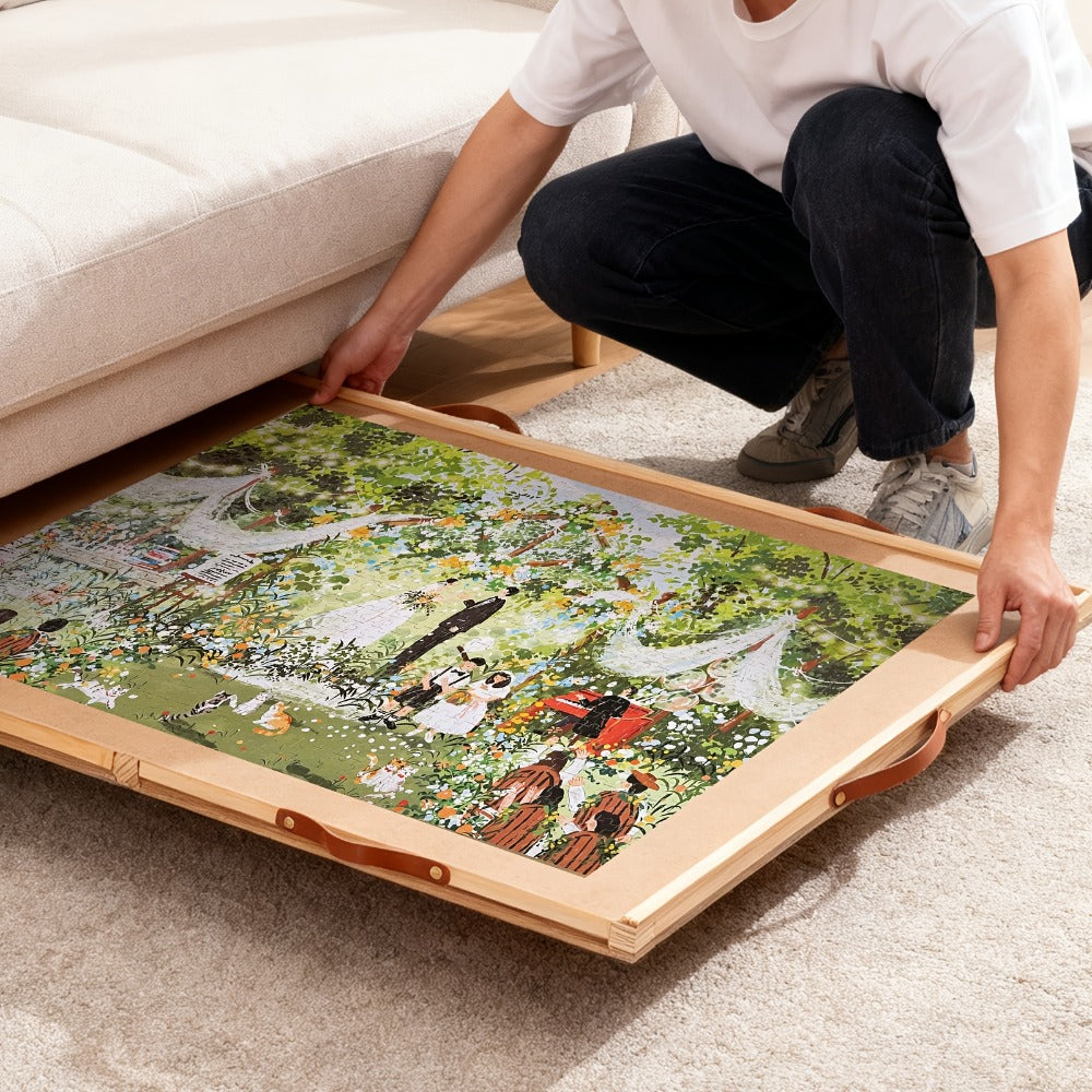 Rotating Puzzle Table with 6 Drawers & Cover for 1500 Pieces – 35"x27" Deluxe Wooden Jigsaw Board with Sorting Storage, Portable Puzzle Organizer, Gift for Puzzle Lovers & Adults