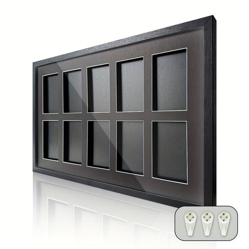 Trading Card Display Case Wall Mounted Wood Frame – Pokemon TCG Sports Cards 35–360pt Compatible, 1/2/4/6/10 Grid Options, Card Collector Gift for Teen & Adult Ages 14+