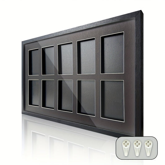 Trading Card Display Case Wall Mounted Wood Frame – Pokemon TCG Sports Cards 35–360pt Compatible, 1/2/4/6/10 Grid Options, Card Collector Gift for Teen & Adult Ages 14+