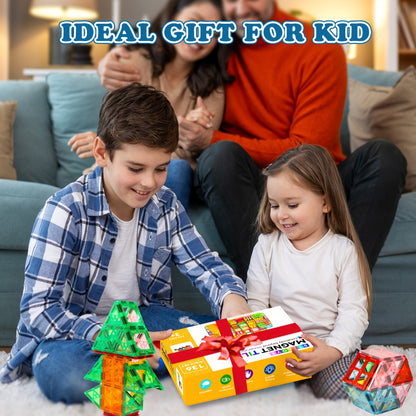Magnetic Tiles Building Set for Kids 3 4 5 6 7 8 – 80 106 136 205pcs Clear 3D Magnet Building Blocks STEM Educational Toy Child-Safe ABS Creative Birthday Christmas Gift Boys Girls