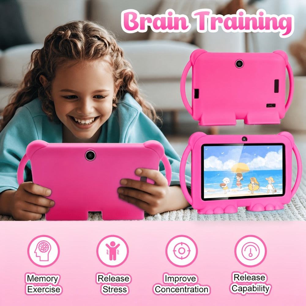 Kids Tablet 7 Inch Android 14 with 4GB RAM 32GB ROM, IPS Eye Protection Screen, Parental Controls & Pre-Installed Apps – WiFi Learning Tablet for Boys & Girls Ages 3-10