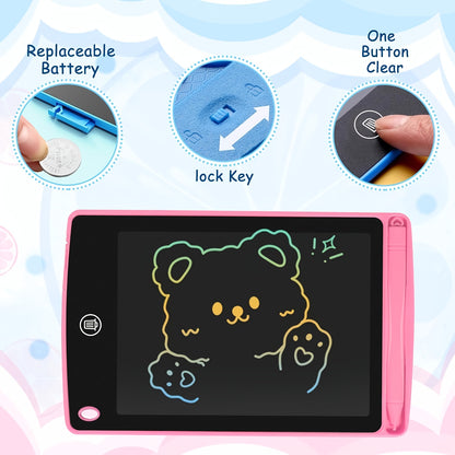 2pcs 8. 5" LCD Writing & Drawing Tablet with Stylus - Large Display, Reusable Doodle Pad, Educational Toy for Youngsters, Perfect Gift for Birthdays, Christmas, Halloween, Battery-Powered, Blue & Pink, Youngsters's Creative Play, Playful Design