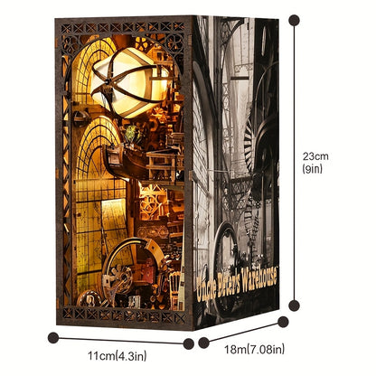 [DIY Wooden 3D Puzzle] 1 DIY Wooden 3D Puzzle, Dollhouse Corner Bookshelf Insert Decoration Alley, Best Gift for Halloween, Thanksgiving, Christmas And Birthday