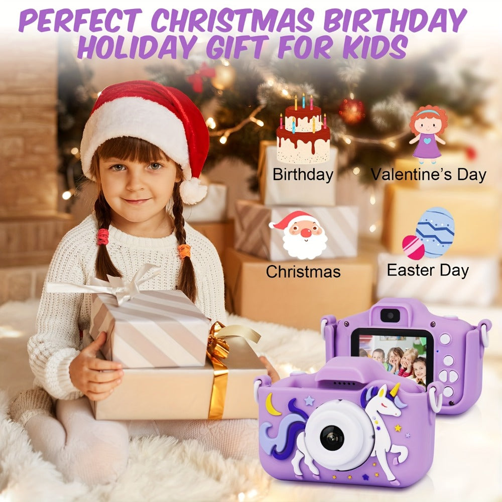Children's Cartoon Camera Toy, 1080P High-definition Video, 6 Photo Modes, 32G Memory, Perfect Gift for 3-12 Year Old Children's Birthdays, Holidays, And Christmas.