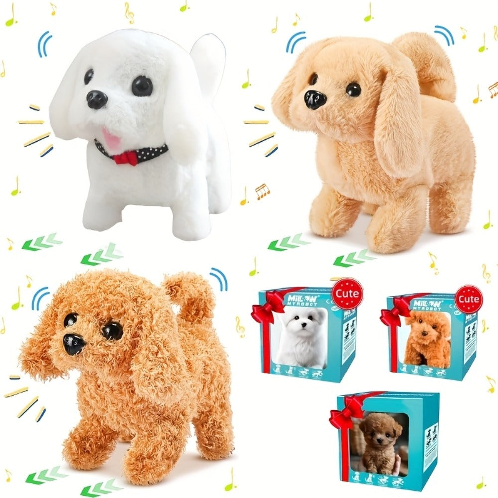 2026 New White, Brown And Teddy Electric Toy Robot Dog with Exquisite Gift Box, Can Walk, Wag Its Tail, Bark, Cute Pet, A Heartwarming Choice for Birthdays And Other Festival Gifts
