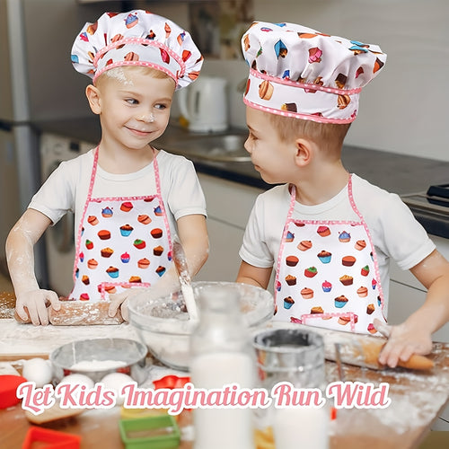 Cute Kids Cooking And Baking Sets, 24pcs Kids Aprons for Girls Kids Chef Hat Apron Dress Up Chef Costume, Little Girl Apron Sets Pretend Gifts for 3 4 5 6 7 8 Years Old Girls