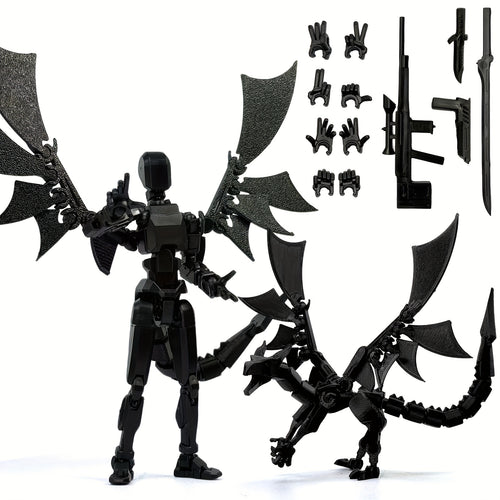 (2pcs Set) 3D Printed Flying Dragon And Dragon for Man Set, Multi Joint Movable Doll, Multi Joint Wing Movable Flying Dragon, Game Enthusiast Collectible, Desktop Ornament, Suitable As A Holiday Gift