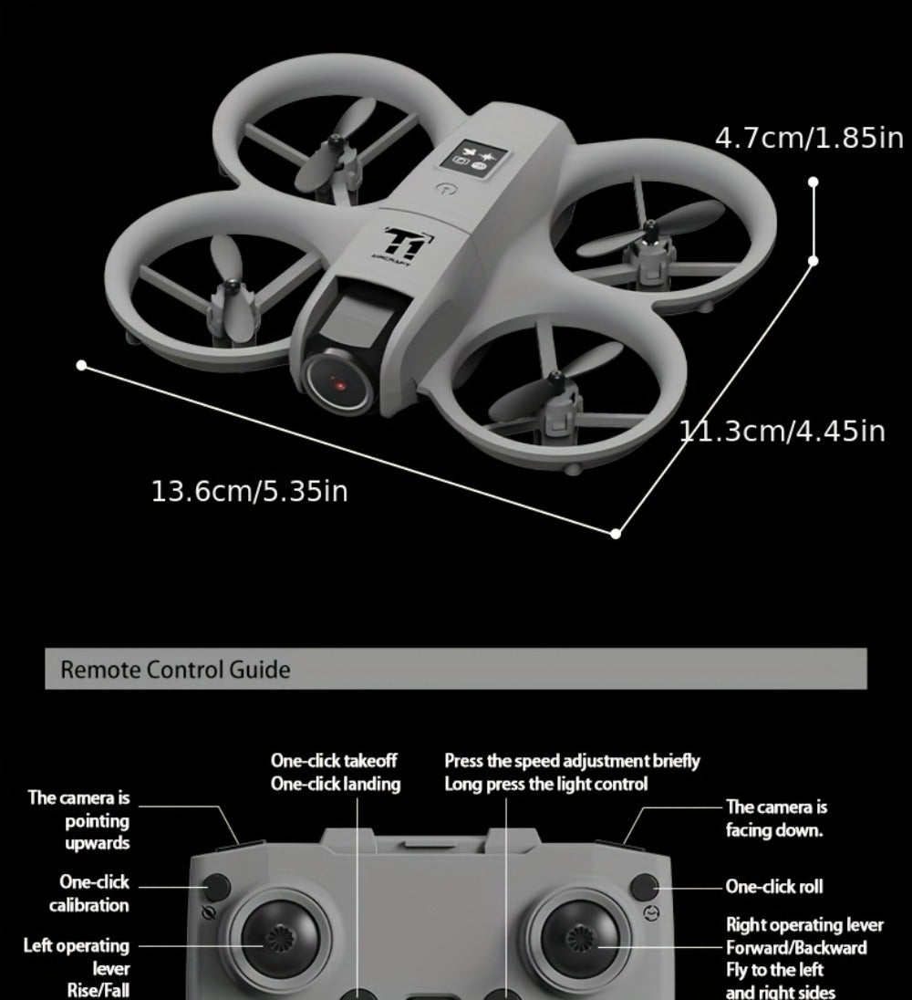 Mini 4K FPV Drone with 180° Rotating Dual Camera – Optical Flow Positioning, Dual Batteries, 360° Flip, One-Key Takeoff Landing, Anti-Shake RC Quadcopter for Beginners Boys Girls