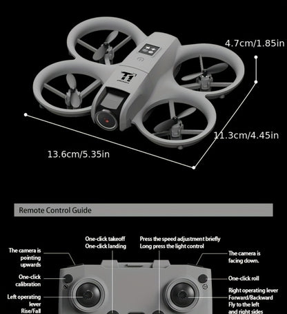 Mini 4K FPV Drone with 180° Rotating Dual Camera – Optical Flow Positioning, Dual Batteries, 360° Flip, One-Key Takeoff Landing, Anti-Shake RC Quadcopter for Beginners Boys Girls