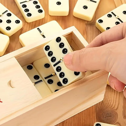Double 6 Dominoes Set - Classic Family Game Night, Smooth End 28pcs Set in Stylish Wooden Case Perfect for Gatherings And Fun-Filled Evenings