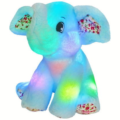 Musical Glowing Blue Elephant Plush Toy, Happy Easter Soft Elephant Plush Toy Floppy LED Stuffed Animals Lullabies Nightlight Companion for Kids, Birthday Gift for Toddlers, Adorable Playing Doll