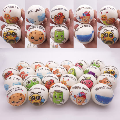 24-Pack 6. 1.18inch Motivational Animal Relax Squeeze Balls With Inspirational Quotes - Soft TPU White Sensory For Classroom, Office, Party Favors & Team Building Gifts, Classroom Activities, Cartoon Animal Theme, Thermoplastic Polyurethane Random Patter