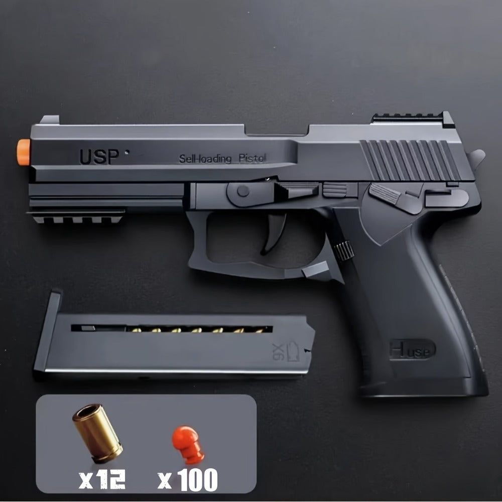 2025 USP Toy Gun Soft Clip Pistol, Continuous Shooting, with 100 Bullets And 2 Magazines, Toy Foam Blaster, Cool Rapid-fire Toy Gun Educational Models, Outdoor Shooting Games, Halloween, Thanksgiving, Christmas, Birthday Gift for Boys Girls0