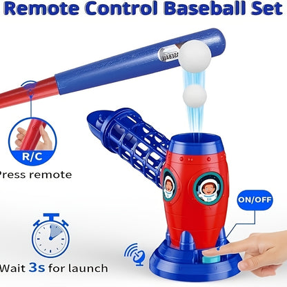 [Birthday Christmas Gifts] Fully Automatic Children's Baseball Machine, Plastic Baseball Toy Set, Including 10 Balls, Baseball Sports Training Equipment, Perfect Choice for Birthday And Christmas Gifts