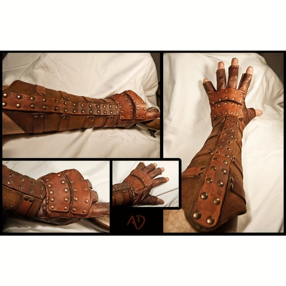 Medieval Rivet Wrist Guard Leather Bracer – Viking Renaissance Retro Arm Guard with Riveted Detail for Men, Halloween Cosplay, LARP, Renaissance Fair, Father's Day & Christmas Gift