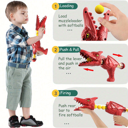 BZX Dinosaur Shooting Toy, Dinosaur Toys for Kids, 2 Air Pump Guns And 72 Foam Bullets, Hand-Eye Coordination Exercise Toy Gun, Kids Toys for 3, 4, 5, 6, 7, 8, 9 Year Olds, Easter Gifts for Kids