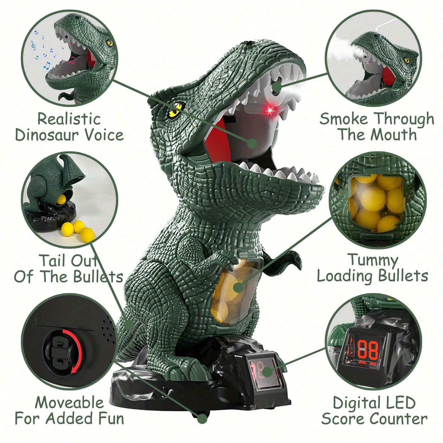 BZX Dinosaur Shooting Toy, Dinosaur Toys for Kids, 2 Air Pump Guns And 72 Foam Bullets, Hand-Eye Coordination Exercise Toy Gun, Kids Toys for 3, 4, 5, 6, 7, 8, 9 Year Olds, Easter Gifts for Kids