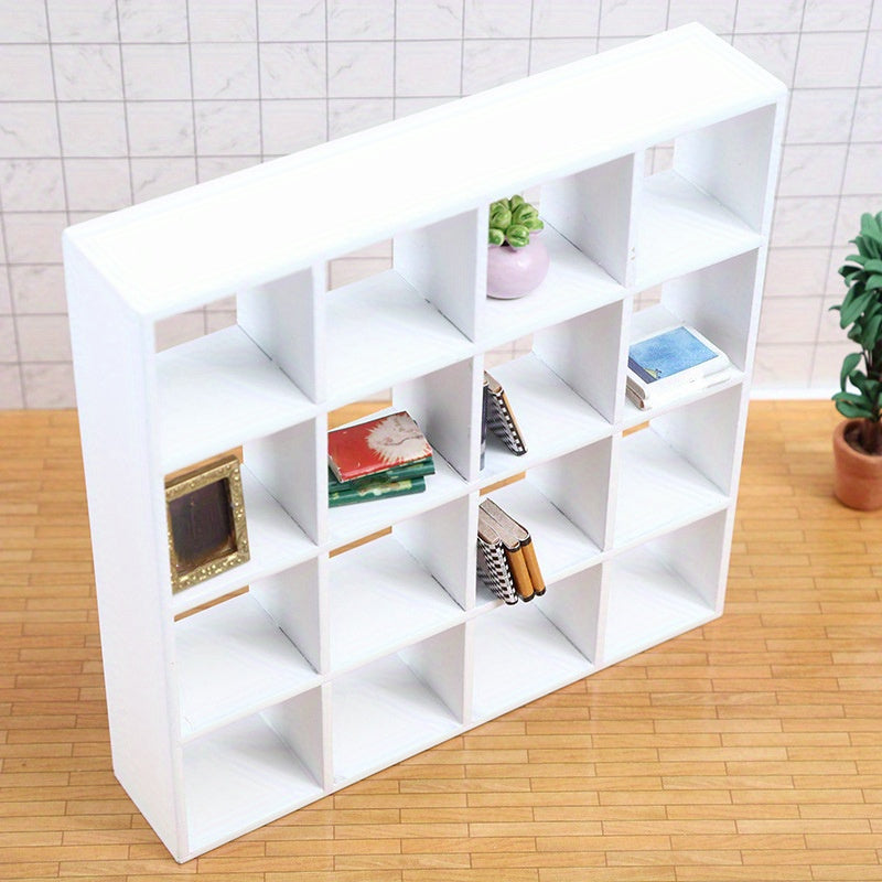 1:12 Scale Dollhouse Miniature Storage Stand, 16-Compartment Display Cabinet, Modern Shelf Organizer for Age 14+