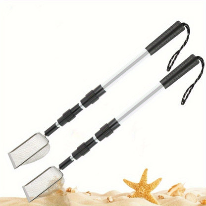 1pc Stainless Steel Beach Sand Sifter, Retractable Beach Sieve for Treasure Hunting, Shell Conch Collecting, Also for Cat Litter Scoop