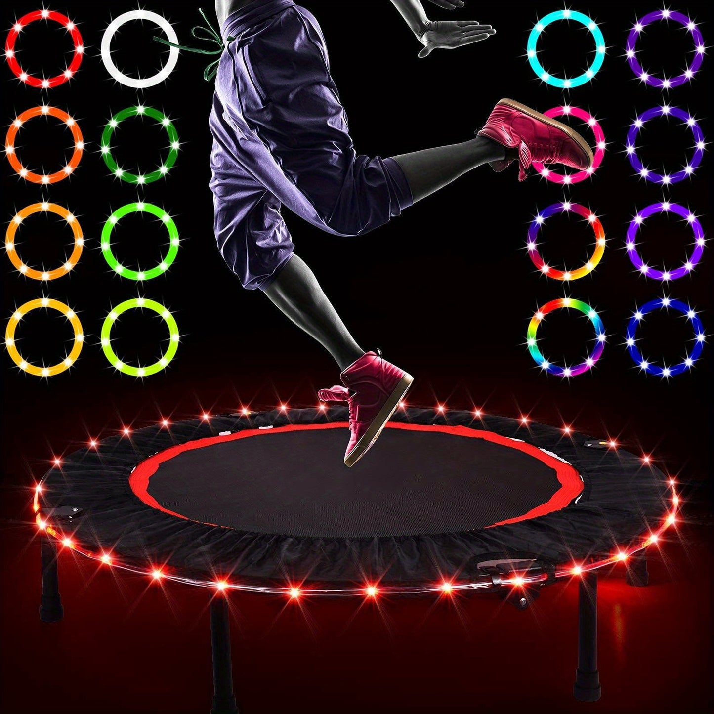 Trampoline Accessories, Trampoline Lights Solar, IP65, 8 Dynamic Modes, Solar Powered Outdoor Light for 8-16ft Trampolines, Commercial Street and Area Lighting, 36V or Below