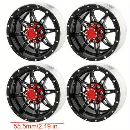 [4pcs Alloy Wheel Rims] 4pcs Aluminum Alloy Metal 1.9" Beadlock Wheel Rims Hubs for 1 10 AXIAL SCX10 SCX10 III CC01 D90 RC Crawler Upgrade Parts