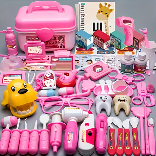 40pcs Pink Doctor'S Pretend Play Toys, Doctor'S Toy, Girls' Simulation Nurse'S Stethoscope, Injection, A Dental Pretend Play Toys, As Halloween, Chrismas Gift Parts Are Randomly Colored