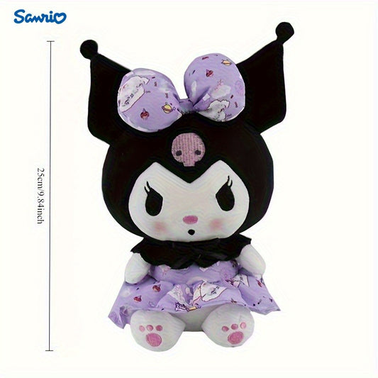 1pc Sanrio Kuromi Plush Doll - Soft Polyester Stuffed Animal Toy with Floral Bow Headband & Skull Embroidery, Cute Princess Dress Design in Purple & Pink, Perfect Birthday And Holiday Gift for Youngsters