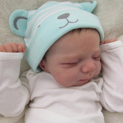 48cm 19inch Full Body Soft Vinyl Reborn Baby Girl Doll with 3D-Paint Skin and Visible Veins Like Real Sleeping  Newborn Bathe Toy for Children Birthday Gift