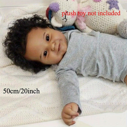 [Ideal Gift] 20-Inch Realistic Black-Skinned Reborn Baby Doll Made of Full Vinyl, Perfect for Bath Play. Maddie Is a Smiling Newborn Toddler Girl, an Ideal Lifelike Birthday Present