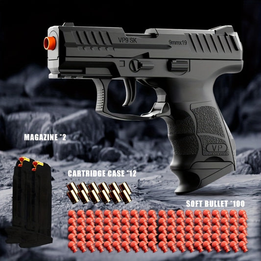VP9 New Toy Gun Soft Bullet Gun Pistol Shell Throwing Continuous [Upgraded Version Of Continuous], Toy Foam Shockwave, Outdoor Sports Shooting Games