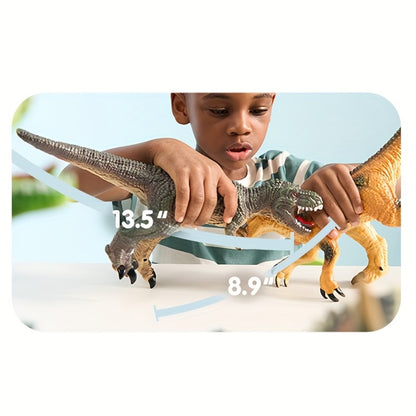 Toddler Dinosaur Figures with Educational Book – 6 Jumbo Soft Realistic Dinosaur Toys for Toddlers 1+ Years, Learning Playset for Kids, Perfect Gift for Boys & Girls, Christmas & Birthday Toys