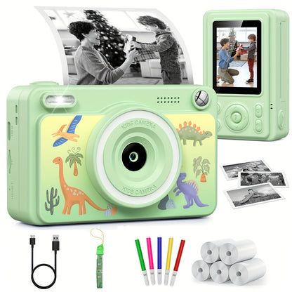 Kids Instant Print Camera - 1080P HD, 5 Rolls Paper And 32GB Card, Ideal Gift for Boys And Girls Age 3-14