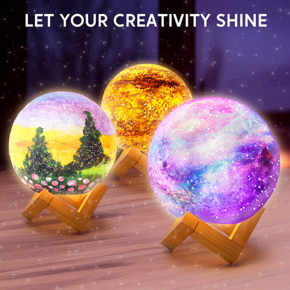 DIY 3D Moon Night Light Toy for Kids, Children's Painting Kit, Paint Your Own Moon Lamp Kit, Galaxy Lamp Arts And Crafts Kit, School Activities, Christmas Birthday Easter Gifts for Girls And Boys Age 6+