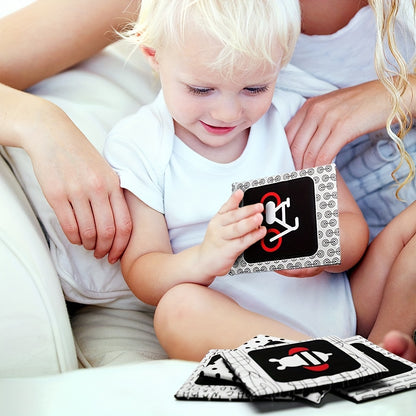 High Contrast Baby Flashcards Set, Newborn Brain Development Toys, Visual Stimulation Learning Activity Card for Babies Ages 0-3-6-12-36 Months