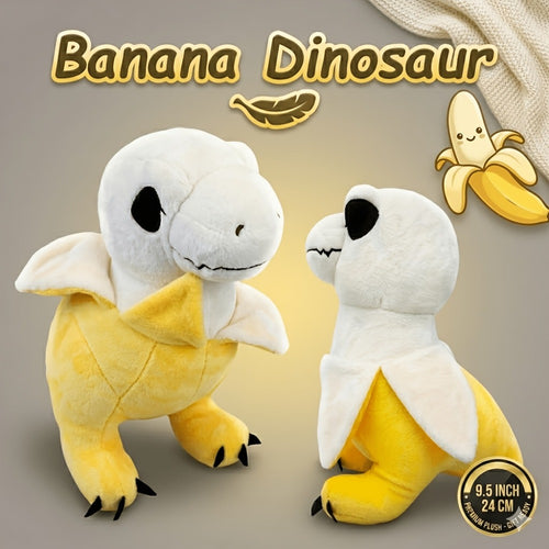 Stuffed Dinosaur Plush Toy Banana Dino 9.5 Inch Kawaii Cartoon T-Rex Soft Plushie Pillow Cute Animal Stuffed Doll Birthday Gift for Kids Girls Boys Room Decor
