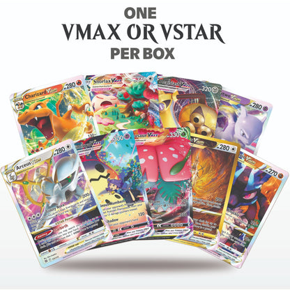 Pokemon VMAX & VSTAR Power Bundle | 100+ Pokémon Cards | 1x Random VMAX or VSTAR Guaranteed | Holos & Rares Included! | Perfect Giftable for Kids & Collectors!