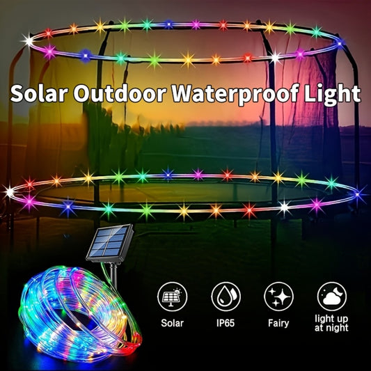 Solar Trampoline Lights for Kids – IP65 Waterproof LED Trampoline Accessories, 8 Dynamic Modes, Solar Powered Outdoor Light for 8-16ft Trampolines | Warm White, Multicoloured, White