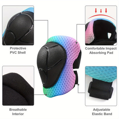 Lightweight Helmets for Children Aged 5 And Above, Suitable for Boys And Girls, Including Protective Gear for Various Sports. This Set Features a Bike Helmet Along with Knee And Elbow Pads for Safety While Cycling
