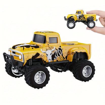 1:64 Scale Die-Cast Remote-Controlled Monster Truck | High-Speed Off-Road Vehicle with Headlights, 2.4GHz Wireless Remote Controller, LED Lights, Die-cast Body, Multiple Control Modes, Adjustable Speed/Steering, Ideal Toy Gift for Boys, Girls