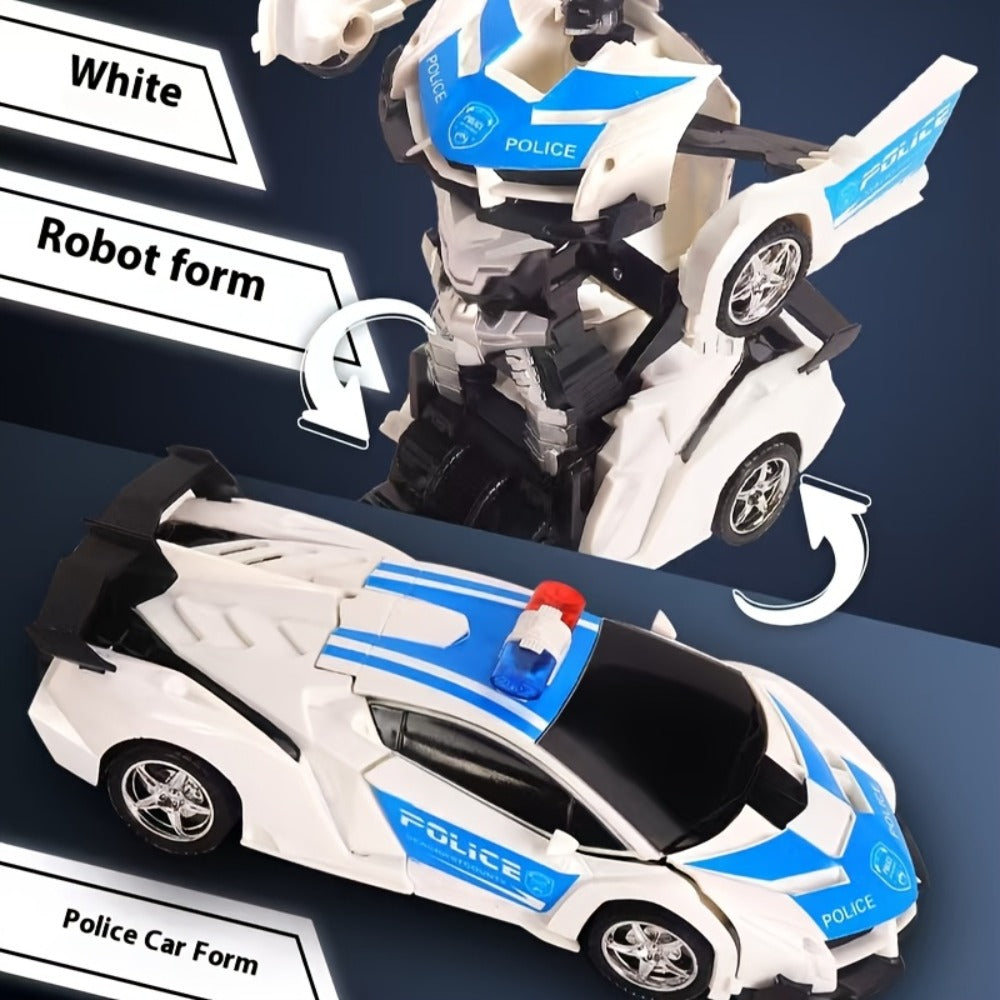 Spider Transformer RC Car for Kids – 1:18 Scale One-Button Transform Robot Toy Car with LED Headlights, 2.4GHz 360° Rotation Drift, Police Car Racing, Birthday Christmas Gift for Boys & Girls Ages 3+