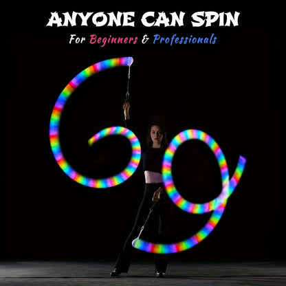 LED Poi Balls-2021 Upgraded Soft Spinning Glow Poi for Beginners And Professional Rainbow Fade And High Strobe Spinning LED Glow Balls Light Up Balls 1x Pair Glow Poi Balls