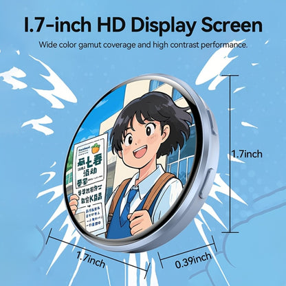 Electronic Anime Badge with Display Screen – Dynamic Touch, High Frame Rate, 600mAh Battery, Bluetooth 6.0 & USB Magnetic Charging | Digital Brooch for Cosplay, Concerts & Anime Fans | Black White Purple