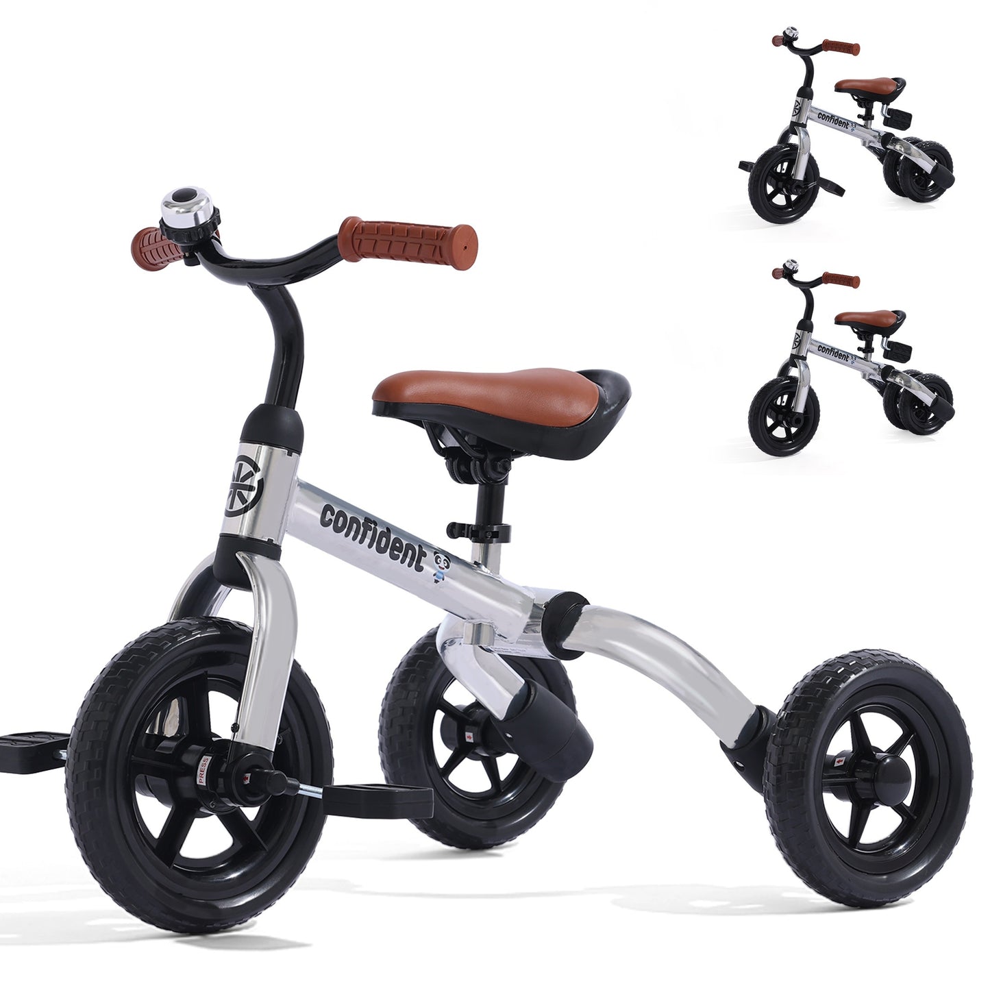 3in 1 Tricycle for Toddlers Age 2+ Years Old Boys Girls with Detachable Pedal And Training Wheels, Baby Balance Bike Trikes Riding Toys, Ride-on Bike Toys Bike Birthday Gift for Outdoor And Indoor