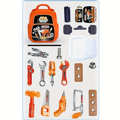 A 22pcs Toy Backpack Set Designed for Boys, Featuring Pretend Home Repair Tools. Perfect for Christmas And Halloween Gifts, on for Toys